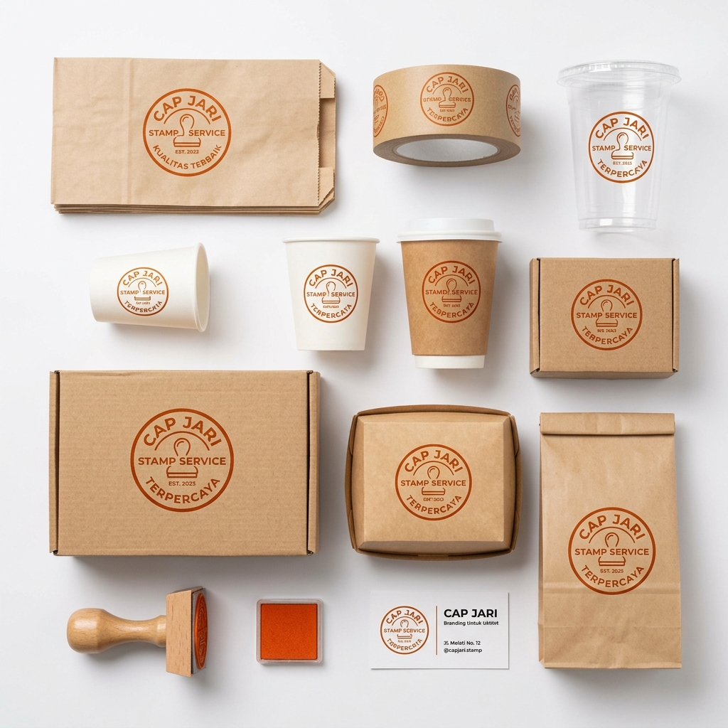 Fastlabel - Mockup stempel pada berbagai kemasan UMKM
